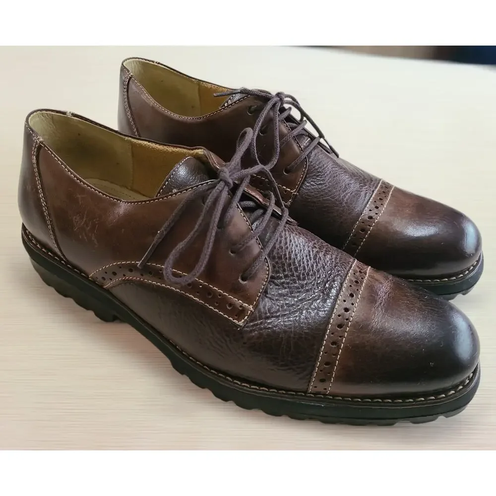 Sandro Moscoloni Oxford Brown Leather Comfort Cap Toe Men’s Shoes 9 B Laced